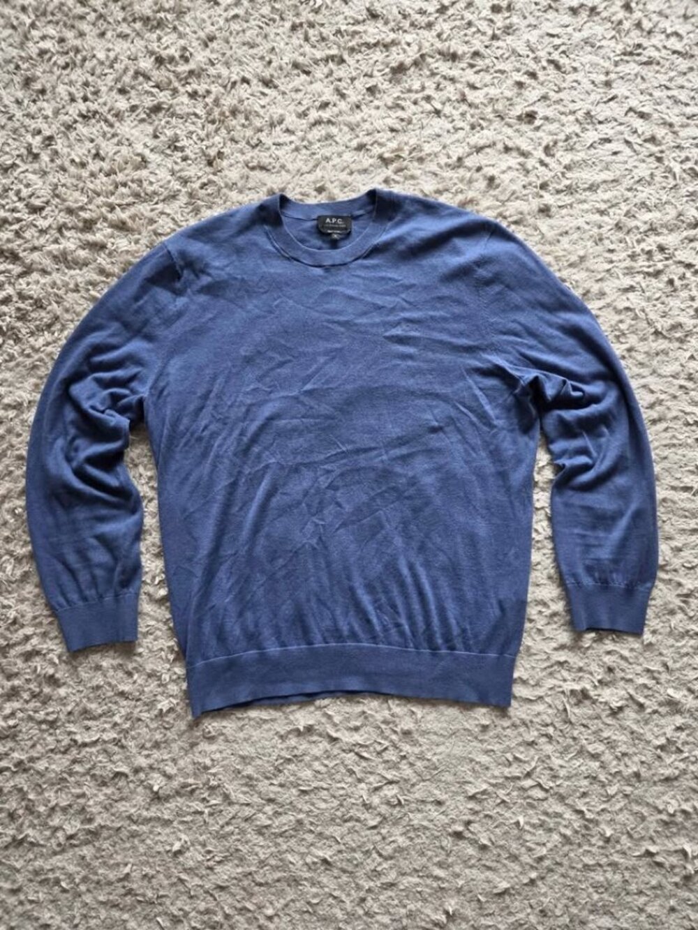 A.P.C. Crewneck Knit Sweater Men’s XL Blue Cotton Cashmere Blend Designer